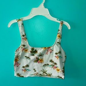 White beach cropped tank top